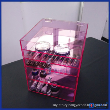 Hot Sale Acrylic Pink Makeup Box, Display